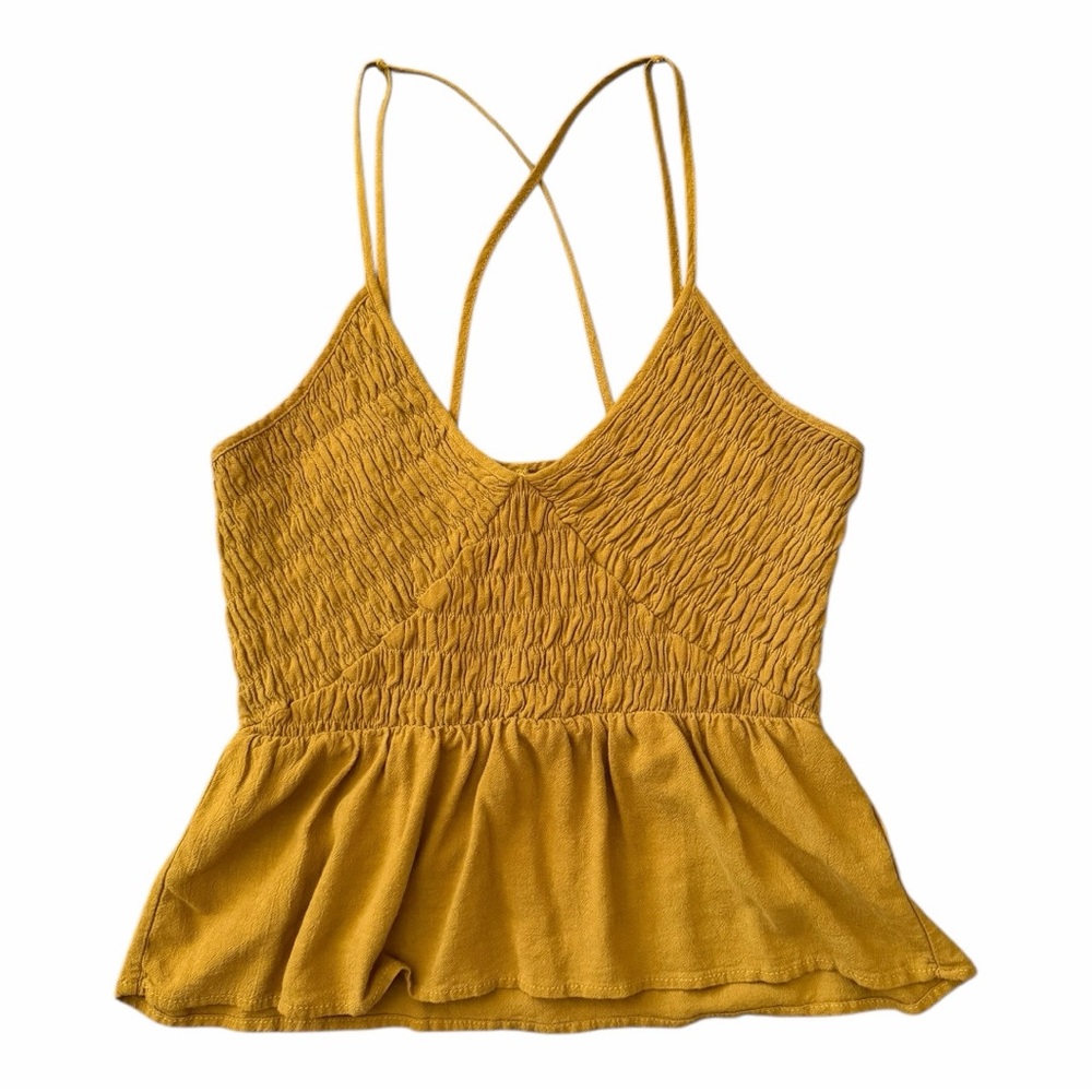 Miou Muse Smocked Babydoll Tank Top Small
